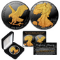 2024 BLACK RUTHENIUM 1 Oz 999 Silver American Eagle Coin 24K Gold Gilded 2-Sided