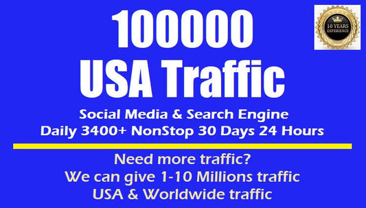 100000 حركة مرور على الويب في الولايات المتحدة الأمريكية من محرك البحث ووسائل التواصل الاجتماعي يوميًا 3300++ من الولايات المتحدة