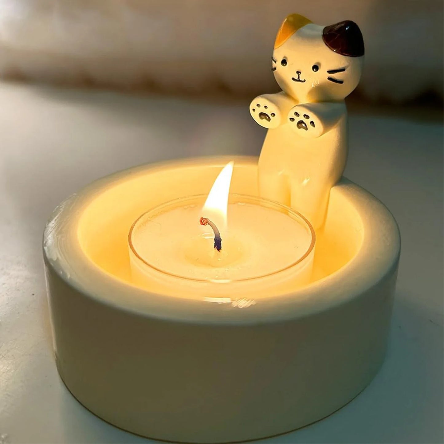 Kitten Candle Holder Cute Cat Candlestick Creative Aromatherapy Candle Holder Durable High Tempe Cartoon Candlestick Decoration