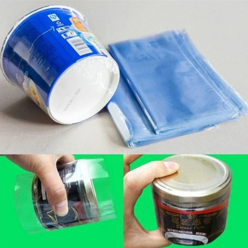 100Pcs Pvc Heat Shrink Film Bag DIY Blower Heat Seal Flat Mouth Wrap Waterproof Storager Transparent Plastic Bag