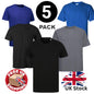 Mens Plain T-Shirts Multipack 5 Pack 100% Cotton Blank Short Sleeve New Tee Gym