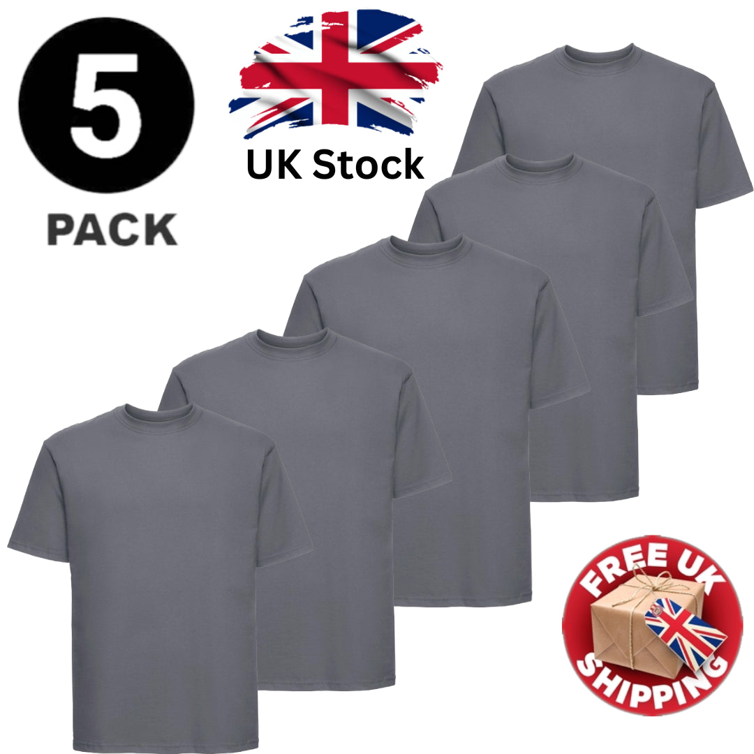 Mens Plain T-Shirts Multipack 5 Pack 100% Cotton Blank Short Sleeve New Tee Gym