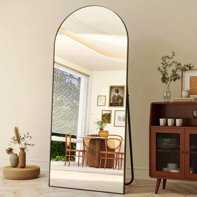 Arched Full Length Mirror Full Body Mirror with Stand Hanging or Leaning for Wall Aluminum Alloy Thin Frame Floor Standing