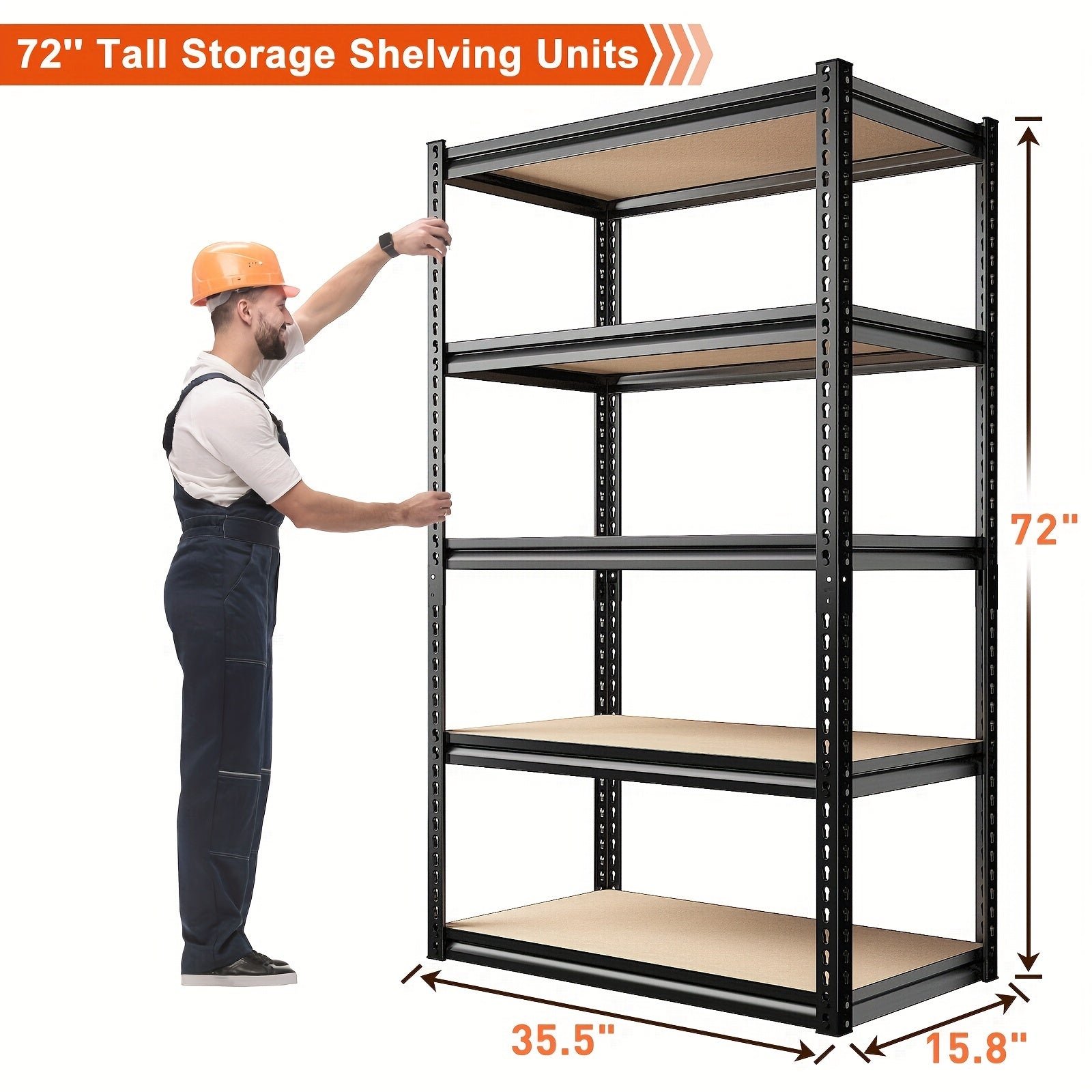 355W X72H X 158D 5 Tier Metal Shelves For Garage Shelves 2000LBS Garage Shelving 72H Storage Shelves Heavy Duty Shelving Adjustable Shelving Unit For Basement Pantry Utility Rack Shelf